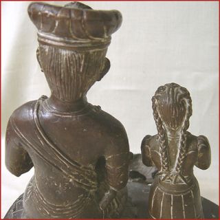 Very Large Antique Bronze 2 Newari Donor Figures Nepal