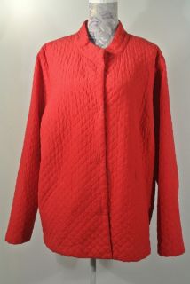 EILEEN FISHER Woman Quilted Silk Coat Jacket Magnetic Closures Red EUC