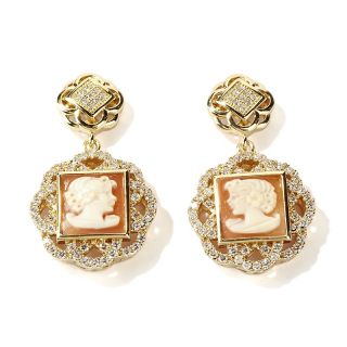 Amedeo NYC Amedeo NYC® 12mm Cornelian and CZ Floral Square Cameo Drop