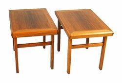 Pair Danish Modern Teak End Tables with Crossbanded Inlay