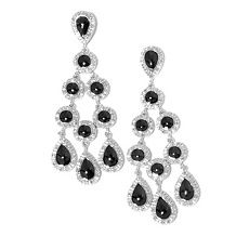 53ct Black Diamond Sterling Silver Hoop Earrings