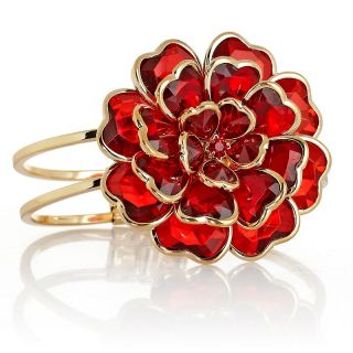 Niecy Nash Collection Heart Design Red Flower Cuff Bracelet