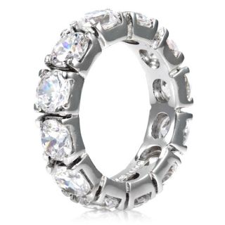 Champagne Taste CZ Eternity Band Ring Anniversary Round Cut Sterling