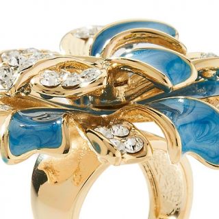 Joan Boyce Beautiful Blue Enamel and Crystal Pavé Ring at