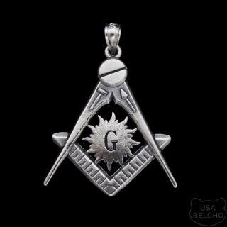 925 Sterling Silver Masonic Symbol Freemason Pendant Belcho USA 272
