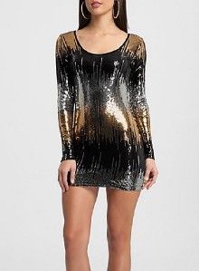 New Marciano Guess Emme Sequin Dress Sexy Party Mini Black Multi Color