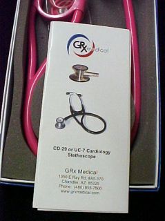 Elite Cardiology Stethoscope Hot Pink GRX CD 29 New