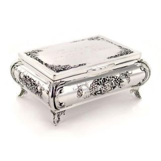  Antique Grape Design Silver Jewelry Box Engraved Christmas Gift
