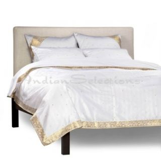  Border Sari Duvet Cover Set with Pillow Cover / Euro Sham   Hand Made