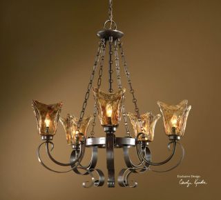  Chandelier Holds 5 Lights Hand Made Glass European Style Tuscan