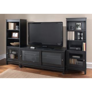 Black Entertainment Center Console and 2 Audio Piers Towers   FREE