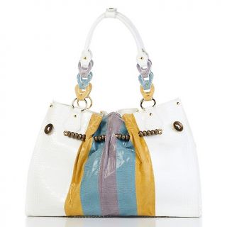 Sharif Sharif Mixed Exotic Leather Collage Tote with Keychain