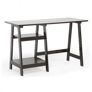 Mott Dark Brown Wood Modern Desk with Sawhorse Legs (Small)