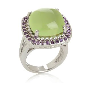 Sima K Sima K Green Chalcedony and Amethyst Sterling Silver Ring