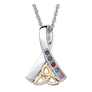 Sterling Silver Trinity Knot Family Birthstone Pendant with Chain at