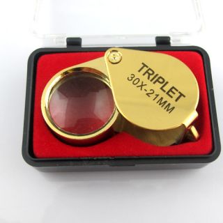 Gold Jeweler Eye Loupe Loop Magnifying Magnifier 30x21mm
