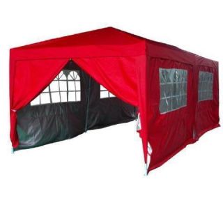 20x10 EZ Set Pop Up Party Tent Canopy Gazebo 6 Walls Red + Free Carry