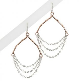 Studio Barse Copper Bamboo and Sterling Silver Chain Earrings