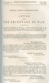 House Representatives Executive Documents 1867 Post Civil War