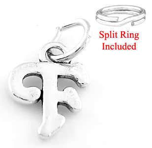 Silver 925 Fancy Letter F Charm with Split Ring