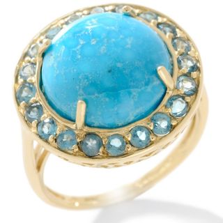 Heritage Gems .63ct Imperial Turquoise and London Blue Topaz 14K Ring