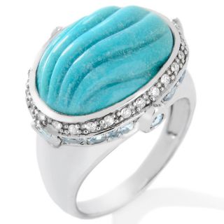 Jewelry Rings Gemstone Heritage Gems .92ct Turquoise, Blue Topaz