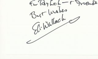 Eli Wallach Signed Autographed Auto 5 x 3 Index Card IDC Baby Doll