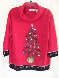 Beaded Super Ugly Christmas Party Sweater Sz 3X Contest Winner Jumper