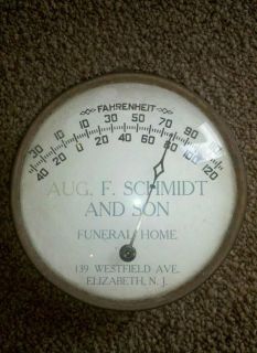 Thermometer Aug F schmidt funeral home elizabeth new jersey nj vintage