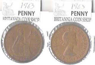 1963 elizabeth ii one penny coin more coins in shop