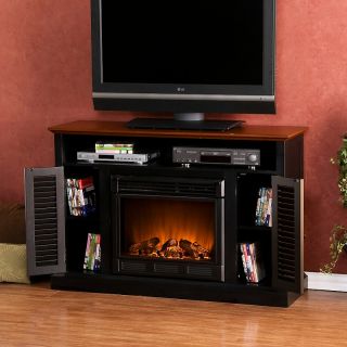 109 6152 antebellum black walnut media console w electric fireplace