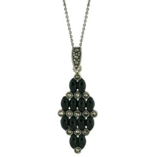 107 4187 marcasite and black onyx sterling silver diamond shaped