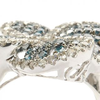 Diamond Sterling Silver Flower Ring   1.17ct