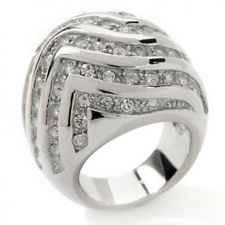 165 118 stately steel pave crystal wave design dome ring note customer