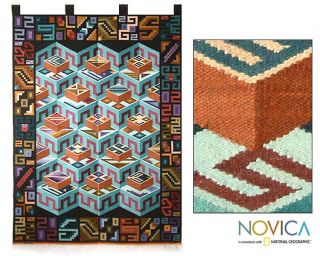 MC Escher Inspired Wool Tapestry Wall Hanging Peru Art
