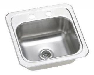 Elkay Top Mount Two Hole Stainless Bar Kitchen Prep Sink   Single Bowl