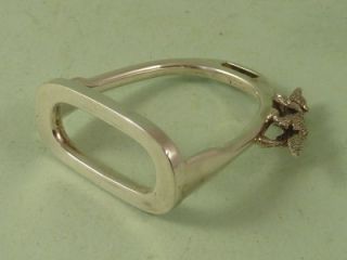Solid Sterling silver stirrup napkin ring with climbing fox