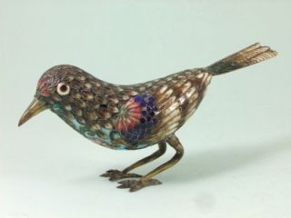 Antique Chinese Export Cloisonne Enamel Filigree Gilt Bird Figure