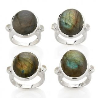 Sally C Treasures Labradorite and White Topaz Sterling Silver Ring