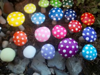 NEW COLORs 10 miniature fairy garden accessories mushrooms toadstools
