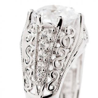 Xavier 2.22ct Absolute™ Sterling Silver Scrolling Sides Pavé Ring