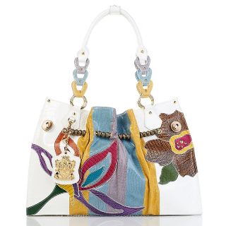 115 613 sharif sharif mixed exotic leather collage tote with keychain