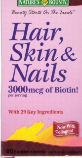 Natures Bounty Hair Skin Nails 3000 mcg Biotin Beauty Start on Inside