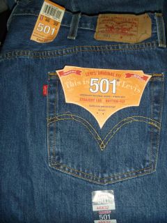 New NWT Mens Levis Original Fit 501 Straight Leg Button Fly W 48 L 30