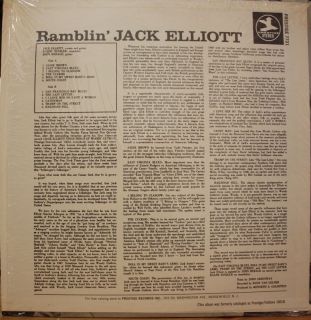 Ramblin’ Jack Elliott s T LP Prestige 7721 Stereo Van Gelder Shrink