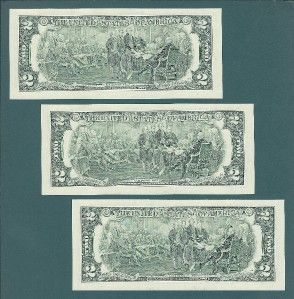 US CURRENCY (3) 2003A $2 GEM FEDERAL RESERVE NOTES San Francisco Old