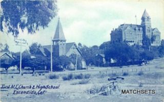 Escondido California First Me Church High School Postcard