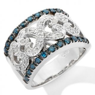 133 213 50ct blue and white diamond sterling silver heart band ring