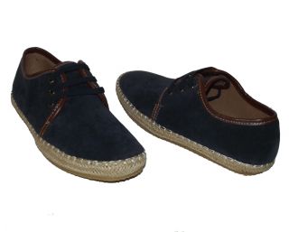  Navy Blue Suede Classic Espadrilles Lace Up Mens Shoes Sz 12