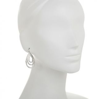 Sterling Silver Diamond Accented Triple Pear Loop Drop Earrings